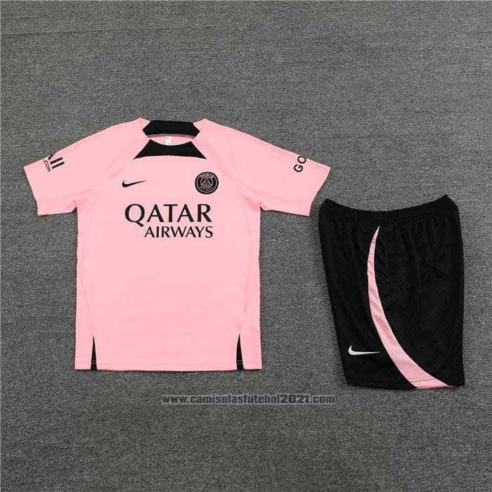 Fato de Treino Paris Saint-Germain Manga Curta 2022-2023 Rosa - Calcas Curta